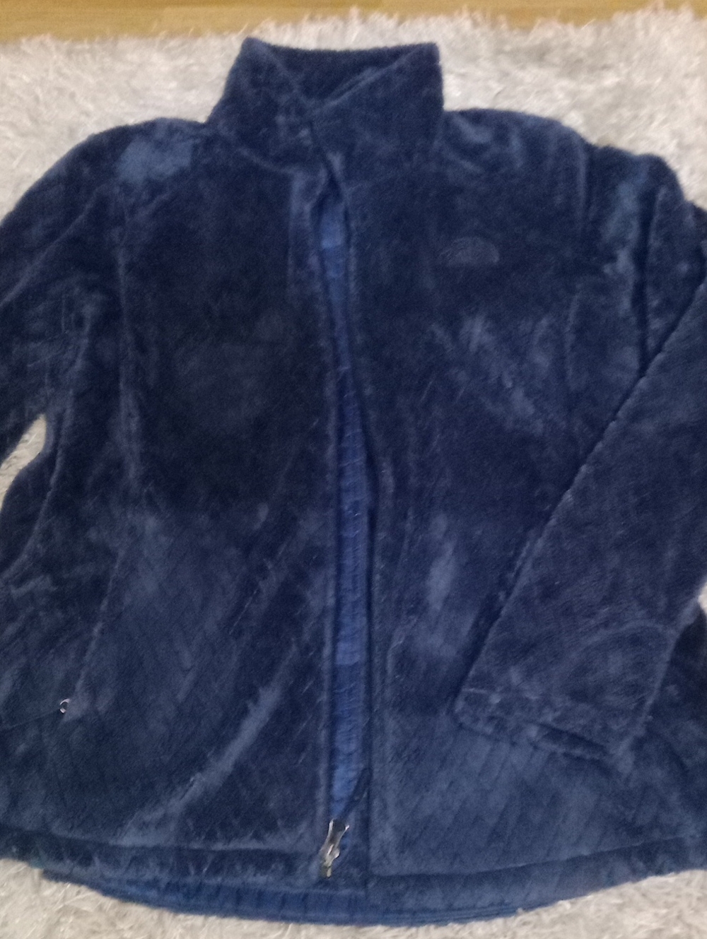 The North Face Navy Plush Teddy Zip Jacket With Thumb Holes